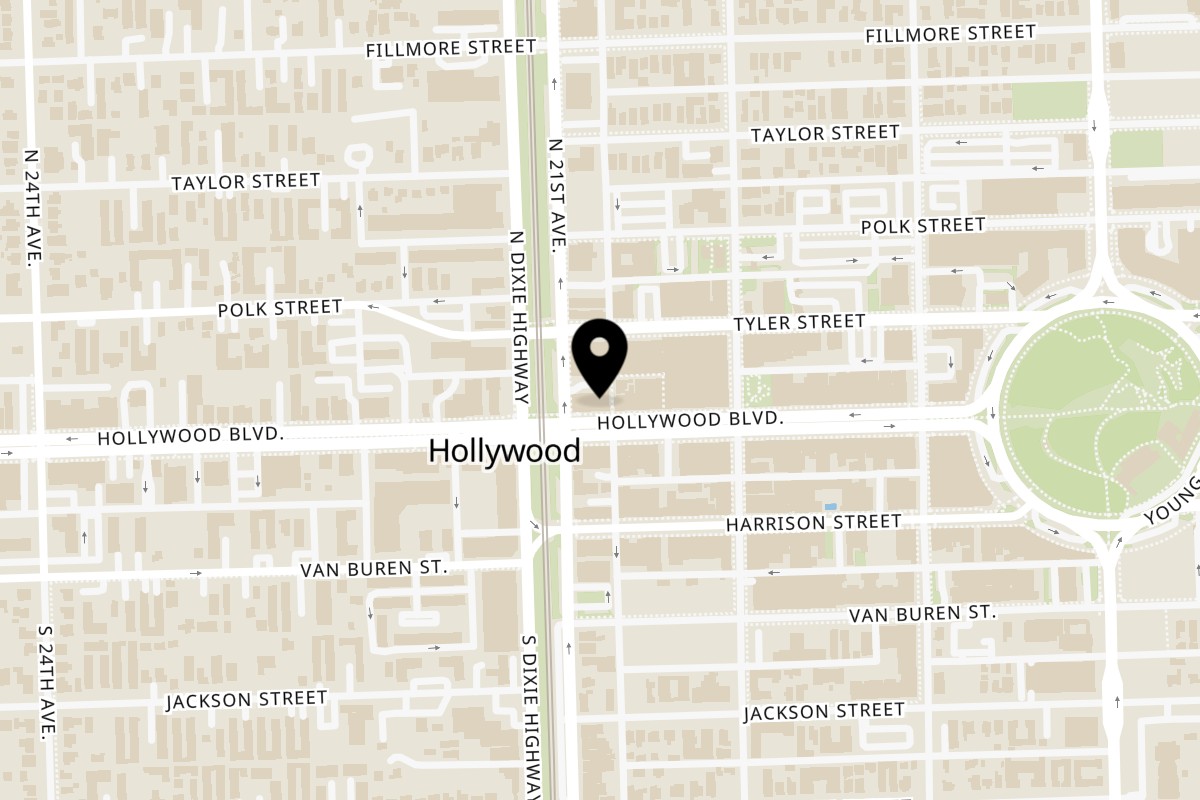 Map showing the location of GoBistro on 2035 Hollywood Blvd in Hollywood